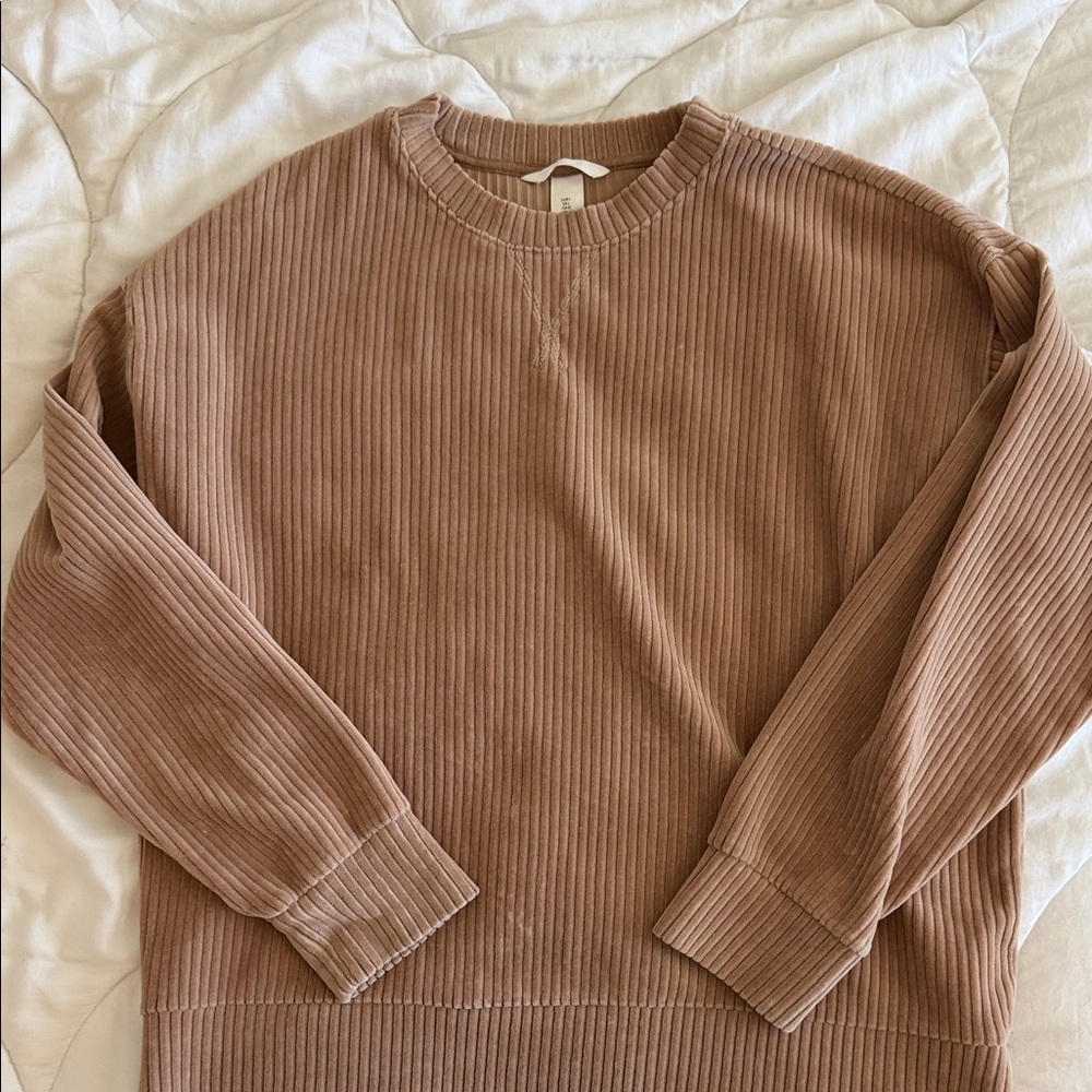 H&M Ribbed Crewneck Sweater - Taupe